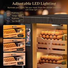 Load image into Gallery viewer, XIFEI Cigar Humidor Cabinet with 5 Acrylic Display Window, Adjustable LED Lighting, Cedar Wood Shelves & Drawer, Digital Hygrometer, 3 Humidifiers, Desktop Humidor Box Holds Up to 150 Cigars