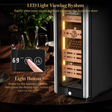 Load image into Gallery viewer, LIHTUN 35L Electric Humidor Cabinet with Lighting and Lock Holds Up to 250 Cigars, Thermoelectric Cooling, Variable Humidity and Temperature Controls, Digital Display, 4 Removable Cedar Wood Drawers Shelves