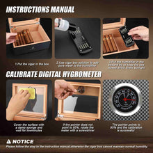 Load image into Gallery viewer, XIFEI Cigar Humidor, Glass Top carbon fiber texture top inlay Hygrometer,including Cigar humidifier, acrylic Cigar stand,Cigar ashtray and Humidor Solution, Holds 25-50 Cigars (9*7.5*3.8IN)