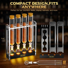 Load image into Gallery viewer, VALLUME Cigar Flavoring Tube Set with LED Light Base, 4 Glass Cigar Tubes & Glass Balls, Acrylic Display Stand, Cigar Humidor Gift Set for Flavor Aging