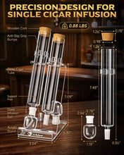 Load image into Gallery viewer, LIHTUN Cigar Flavor Aging Humidor Tube Gift with Display Stand, No Assembly Required, Borosilicate Glass Tube, Ball and Acrylic Stand, Desktop Cigar Humidor for Storage & Display