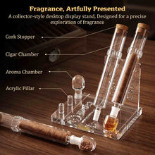 Load image into Gallery viewer, VALLUME Cigar Flavoring Tube Set with Foldable Acrylic Stand, 3 Borosilicate Glass Tubes & Aroma Glass Balls, Cigar Infuser for Flavor Aging & Display