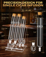 Load image into Gallery viewer, LIHTUN Cigar Flavor Aging Humidor Tube Gift with Display Stand, No Assembly Required, Borosilicate Glass Tube, Ball and Acrylic Stand, Desktop Cigar Humidor for Storage & Display