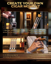 Load image into Gallery viewer, LIHTUN Cigar Flavor Aging Humidor Tube Gift with Display Stand, No Assembly Required, Borosilicate Glass Tube, Ball and Acrylic Stand, Desktop Cigar Humidor for Storage & Display