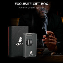 Load image into Gallery viewer, XIFEI 3-in-1 Cigar Pipe Lighter, Soft & Jet Flame, Windproof Adjustable Butane Lighter with Cigar V Cutter & Punch, Personalized Gift for Christmas, Birthdays, or Football Fans