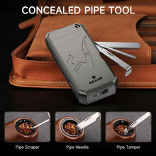 Load image into Gallery viewer, KEJIAR 5-in-1 Pipe Lighter, Soft Flame Lighter with Pipe Holder Tamper Needle Scraper Tools, Refillable Butane Lighter