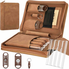 Load image into Gallery viewer, KEJIAR Travel Humidor Case with Cigar V Cutter, Straight Cigar Cutter, Cigar Punch, Cigar Humidifier Pack