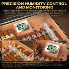 Load image into Gallery viewer, VALLUME Acrylic Cigar Humidor, Desktop Humidor Box with Cigar Accessory Drawer, Includes Gel Humidifier and Digital Hygrometer, Cedar Wood Tray, Holds Up to 60 Cigars