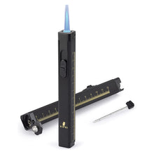Load image into Gallery viewer, XIFEI Cigar Lighter, Cigar Punch, Cigar Draw Enhancer, Cigar Length Measuring Tools, All-in-one Refillable Butane Lighter, Windproof and Portable Pen Torch Lighter (Black)