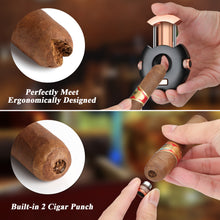 Load image into Gallery viewer, XIFEI Cigar Cutter V-Cut Guillotine Stainless Steel Scissors Cigars Clippers Sharp Blade Built-in Cigar Punch Ergonomic Design Perfect Cigar Accessory Tool with Gift Box