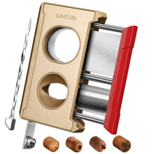 Load image into Gallery viewer, LIHTUN 4-in-1 Cigar Cutter, One-Touch Straight Cut V Cutter, Cigar Punch Draw Enhancer, Stainless Steel Blade Cigar Clippers, Cuts Up to 60 Ring Gauge Cigars
