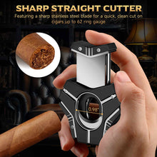 Load image into Gallery viewer, XIFEI 3-in-1 Cigar Cutter, V-Cut Straight Cut and Punch, Stainless Steel Guillotine Cutter with Ergonomic Design, Cuts Up to 60 Ring Gauge Cigars
