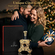 Load image into Gallery viewer, XIFEI Desktop Cigar Cutter, Precision Guillotine Cutter, Stainless Steel Blades, Intricately Dragon Pattern &amp; Integrated Hollowed-Out Design, Cut up to 58 Ring Gauge Cigars, Luxury Cigar Gift for Men
