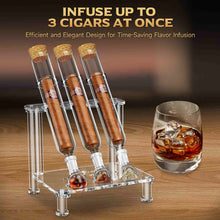 Load image into Gallery viewer, LIHTUN Cigar Flavoring Tube Set, Borosilicate Glass Tubes, Balls and Acrylic Stand, Portable Cigar Humidor Gift Set for Flavor Mellowing, Storage and Display
