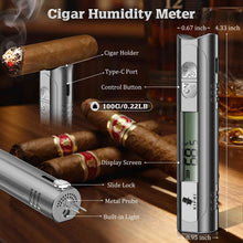 Load image into Gallery viewer, XIFEI Digital Cigar Humidity Tester, Portable Cigar Humidity Meter with LCD Display, Built-in Stand &amp; Stopwatch, Accurate Moisture Tester for Cigars
