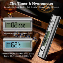 Load image into Gallery viewer, XIFEI Digital Cigar Humidity Tester, Portable Cigar Humidity Meter with LCD Display, Built-in Stand &amp; Stopwatch, Accurate Moisture Tester for Cigars
