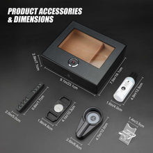Load image into Gallery viewer, XIFEI Cigar Humidor, Glass Top Carbon Fiber Texture with Hygrometer, Including Cigar Humidifier, Divider, Cedar Wood Humidor Box Holds 20-30 Cigars (9IN*7.5*2.8)
