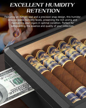Load image into Gallery viewer, FANKAI Cigar Humidor, Full Glass Top Cigar Case with Humidifier and Hygrometer, Cedar Wood Lining Storage Box with Divider for 20-25 Cigars

