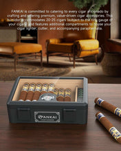 Load image into Gallery viewer, FANKAI Cigar Humidor, Full Glass Top Cigar Case with Humidifier and Hygrometer, Cedar Wood Lining Storage Box with Divider for 20-25 Cigars
