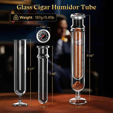 Load image into Gallery viewer, XIFEI Cigar Flavoring Humidor Tube, Self-Standing Dual-Chamber Borosilicate Glass Tube with Hygrometer, Portable Cigar Flavor Infuser Case for Cigar Enthusiasts
