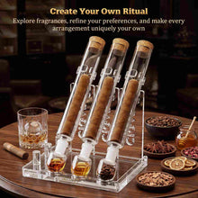 Load image into Gallery viewer, VALLUME Cigar Flavoring Tube Set with Foldable Acrylic Stand, 3 Borosilicate Glass Tubes &amp; Aroma Glass Balls, Cigar Infuser for Flavor Aging &amp; Display
