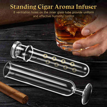 Load image into Gallery viewer, XIFEI Cigar Flavoring Humidor Tube, Self-Standing Dual-Chamber Borosilicate Glass Tube with Hygrometer, Portable Cigar Flavor Infuser Case for Cigar Enthusiasts
