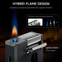 Load image into Gallery viewer, XIFEI 3-in-1 Cigar Pipe Lighter, Soft &amp; Jet Flame, Windproof Adjustable Butane Lighter with Cigar V Cutter &amp; Punch, Personalized Gift for Christmas, Birthdays, or Football Fans
