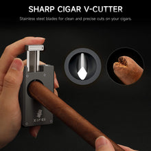 Load image into Gallery viewer, XIFEI 3-in-1 Cigar Pipe Lighter, Soft &amp; Jet Flame, Windproof Adjustable Butane Lighter with Cigar V Cutter &amp; Punch, Personalized Gift for Christmas, Birthdays, or Football Fans

