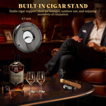 Load image into Gallery viewer, LIHTUN 2-in-1 Cigar Cutter, Gear Guillotine Cutter with Built in Cigar Holder, Stainless Steel Blades, Cuts Up to 60 Ring Gauge Cigars
