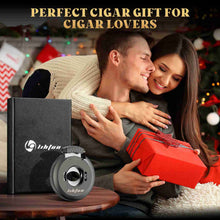 Load image into Gallery viewer, LIHTUN 2-in-1 Cigar Cutter, Gear Guillotine Cutter with Built in Cigar Holder, Stainless Steel Blades, Cuts Up to 60 Ring Gauge Cigars
