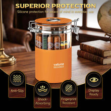 Load image into Gallery viewer, VALLUME Glass Humidor Jar with Hygrometer and Humidifier, Premium Cigar Storage Box with Silicone layer, Spanish Cedar Wood &amp; Airtight Wooden Lid, Holds Up to 20 Cigars

