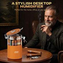 Load image into Gallery viewer, VALLUME Glass Humidor Jar with Hygrometer and Humidifier, Premium Cigar Storage Box with Silicone layer, Spanish Cedar Wood &amp; Airtight Wooden Lid, Holds Up to 20 Cigars
