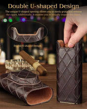 Load image into Gallery viewer, FANKAI Cigar Case with Cigar Cutter Cedar Wood Lining for 2-4 Cigars
