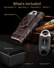 Load image into Gallery viewer, FANKAI Cigar Case with Cigar Cutter Cedar Wood Lining for 2-4 Cigars

