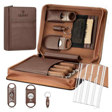 Load image into Gallery viewer, KEJIAR Travel Humidor Case with Cigar V Cutter, Straight Cigar Cutter, Cigar Punch, Cigar Humidifier Pack
