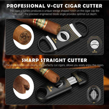 Load image into Gallery viewer, KEJIAR Travel Humidor Case with Cigar V Cutter, Straight Cigar Cutter, Cigar Punch, Cigar Humidifier Pack
