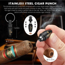 Load image into Gallery viewer, KEJIAR Travel Humidor Case with Cigar V Cutter, Straight Cigar Cutter, Cigar Punch, Cigar Humidifier Pack
