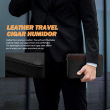Load image into Gallery viewer, LIHTUN Cigar Humidor, Leather Cedar Wood Travel Cigar Case and Multifunctional 5-in-1 Cigar Lighter Set, Portable Humidor Box with hygrometer, Holds 7 Cigars
