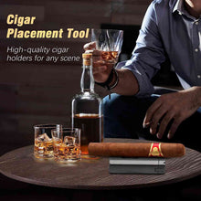 Load image into Gallery viewer, TISFA Cigar Humidor, Leather Cedar Wood Cigar Case with Cigar Lighter, V Cut Cigar Cutter, Cigar Holder 3 in 1, Portable Travel Cigar Humidor Box with Humidifier, Cigar Gift Set

