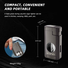 Load image into Gallery viewer, XIFEI Triple Jet Flame Cigar Torch Lighter with Deep V Cutter
