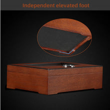 Load image into Gallery viewer, TISFA Cigar Humidor, Glass Top Cigar Box with Hygrometer Humidifier and Divider, Desktop Cedar Wood Storage Case Holds 20-30 Cigars
