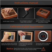 Load image into Gallery viewer, TISFA Cigar Humidor, Glass Top Cigar Box with Hygrometer Humidifier and Divider, Desktop Cedar Wood Storage Case Holds 20-30 Cigars
