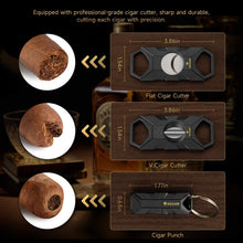 Load image into Gallery viewer, KEJIAR Wooden Humidor with Side Accessory Compartments, Glass Top Cigar Humidor with Digital Hygrometer, Adjustable Humidifier, Divider, Cigar Cutters, Holds Up to 20 Cigars
