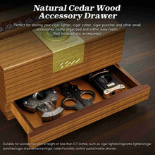 Load image into Gallery viewer, TISFA Wooden Humidor, Glass Top Cigar Box with Digital Hygrometer, Adjustable Humidifier, Accessories Drawer, Holds Up to 30 Cigars
