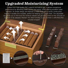 Load image into Gallery viewer, TISFA Wooden Humidor, Glass Top Cigar Box with Digital Hygrometer, Adjustable Humidifier, Accessories Drawer, Holds Up to 30 Cigars
