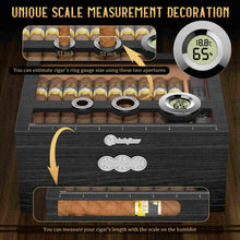 Load image into Gallery viewer, LIHTUN Wooden Humidor, Glass Top Cigar Box with Digital Hygrometer, Adjustable Humidifier, Accessories Drawer, Holds Up to 35 Cigars
