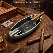 Load image into Gallery viewer, XIFEI Cigar Ashtray with 2 Holders, Portable Ashtray for Indoor Outdoor, Stylish Ashtrays for Office, Bar, Patio and Home Use
