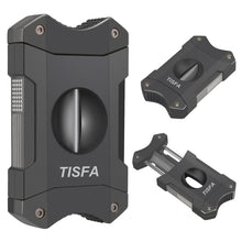 Load image into Gallery viewer, TISFA Cigar Cutter V-Cut, Stainless Steel Guillotine Sharp Cut Blade with Cigar Stand
