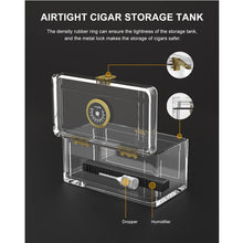 Load image into Gallery viewer, TISFA Acrylic Cigar Humidor with Humidifier and Hygrometer, Desktop Cigar Case Box That can Hold About 15-20 Cigars
