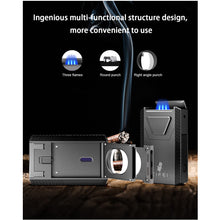 Load image into Gallery viewer, XIFEI Cigar Lighter Triple-Jet Flame, with Integrated Cigar Puncher and Double-Blade Cigar Cutter
